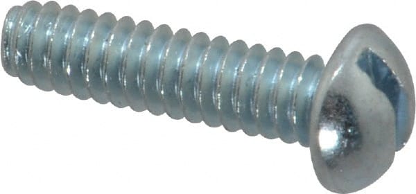 Value Collection - #10-24 UNC, 3/4" Length Under Head Slotted Drive Machine Screw - Round Head, Alloy Steel, Zinc-Plated Finish, Without Washer - Exact Tooling