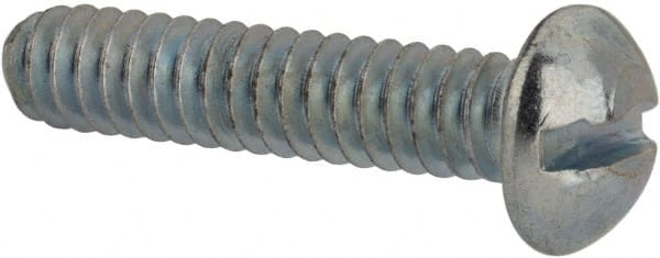 Value Collection - #10-24 UNC, 7/8" Length Under Head Slotted Drive Machine Screw - Round Head, Alloy Steel, Zinc-Plated Finish, Without Washer - Exact Tooling