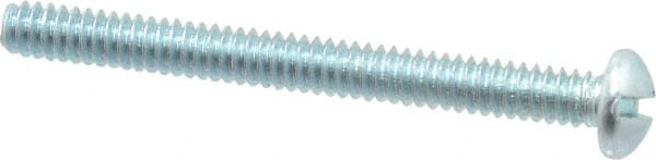 Value Collection - #10-24 UNC, 2" Length Under Head Slotted Drive Machine Screw - Round Head, Alloy Steel, Zinc-Plated Finish, Without Washer - Exact Tooling