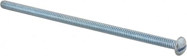 Value Collection - #10-24 UNC, 4-1/2" Length Under Head Slotted Drive Machine Screw - Round Head, Alloy Steel, Zinc-Plated Finish, Without Washer - Exact Tooling