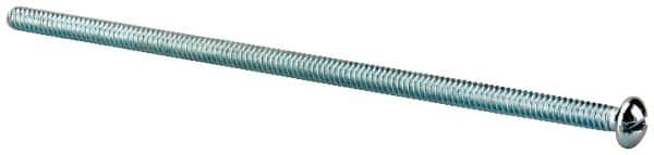 Value Collection - #10-24 UNC, 5" Length Under Head Slotted Drive Machine Screw - Round Head, Alloy Steel, Zinc-Plated Finish, Without Washer - Exact Tooling