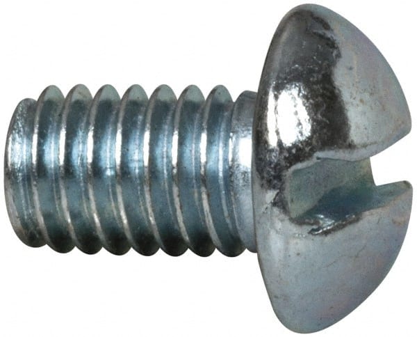 Value Collection - #10-32 UNF, 5/16" Length Under Head Slotted Drive Machine Screw - Round Head, Alloy Steel, Zinc-Plated Finish, Without Washer - Exact Tooling