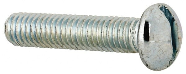 Value Collection - #10-32 UNF, 7/8" Length Under Head Slotted Drive Machine Screw - Round Head, Alloy Steel, Zinc-Plated Finish, Without Washer - Exact Tooling
