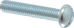 Value Collection - #10-32 UNF, 1" Length Under Head Slotted Drive Machine Screw - Round Head, Alloy Steel, Zinc-Plated Finish, Without Washer - Exact Tooling