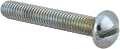 Value Collection - #10-32 UNF, 1-1/4" Length Under Head Slotted Drive Machine Screw - Round Head, Alloy Steel, Zinc-Plated Finish, Without Washer - Exact Tooling