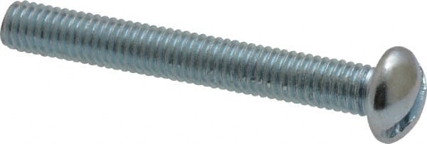 Value Collection - #10-32 UNF, 1-1/2" Length Under Head Slotted Drive Machine Screw - Round Head, Alloy Steel, Zinc-Plated Finish, Without Washer - Exact Tooling