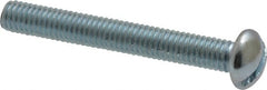 Value Collection - #10-32 UNF, 1-1/2" Length Under Head Slotted Drive Machine Screw - Round Head, Alloy Steel, Zinc-Plated Finish, Without Washer - Exact Tooling