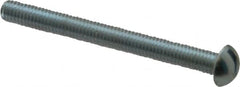 Value Collection - #10-32 UNF, 2" Length Under Head Slotted Drive Machine Screw - Round Head, Alloy Steel, Zinc-Plated Finish, Without Washer - Exact Tooling
