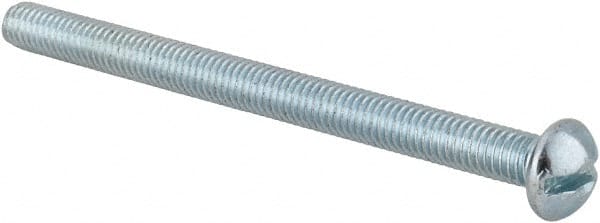 Value Collection - #10-32 UNF, 2-1/2" Length Under Head Slotted Drive Machine Screw - Round Head, Alloy Steel, Zinc-Plated Finish, Without Washer - Exact Tooling