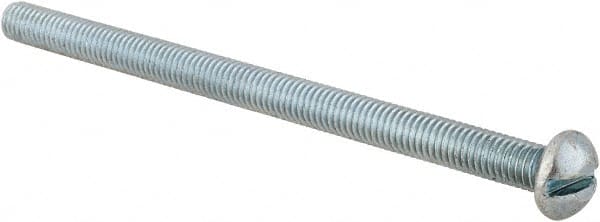 Value Collection - #10-32 UNF, 3" Length Under Head Slotted Drive Machine Screw - Round Head, Alloy Steel, Zinc-Plated Finish, Without Washer - Exact Tooling