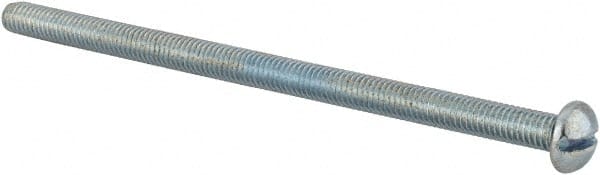 Value Collection - #10-32 UNF, 3-1/2" Length Under Head Slotted Drive Machine Screw - Round Head, Alloy Steel, Zinc-Plated Finish, Without Washer - Exact Tooling