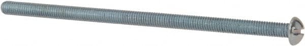 Value Collection - #10-32 UNF, 4" Length Under Head Slotted Drive Machine Screw - Round Head, Alloy Steel, Zinc-Plated Finish, Without Washer - Exact Tooling