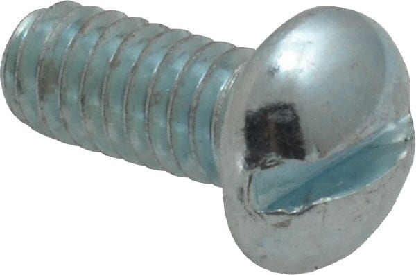 Value Collection - #12-24 UNC, 1/2" Length Under Head Slotted Drive Machine Screw - Round Head, Alloy Steel, Zinc-Plated Finish, Without Washer - Exact Tooling