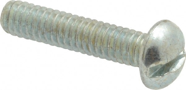 Value Collection - #12-24 UNC, 1" Length Under Head Slotted Drive Machine Screw - Round Head, Grade J82 Steel, Zinc-Plated Finish, Without Washer - Exact Tooling