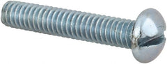 Value Collection - #12-24 UNC, 1-1/4" Length Under Head Slotted Drive Machine Screw - Round Head, Alloy Steel, Zinc-Plated Finish, Without Washer - Exact Tooling