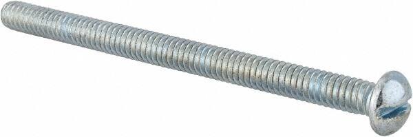 Value Collection - #12-24 UNC, 3" Length Under Head Slotted Drive Machine Screw - Round Head, Alloy Steel, Zinc-Plated Finish, Without Washer - Exact Tooling