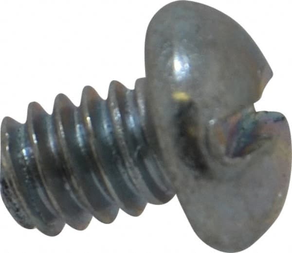 Value Collection - 1/4-20 UNC, 5/16" Length Under Head Slotted Drive Machine Screw - Round Head, Alloy Steel, Zinc-Plated Finish, Without Washer - Exact Tooling