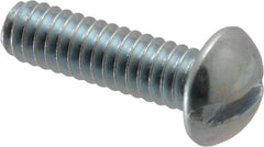Value Collection - 1/4-20 UNC, 7/8" Length Under Head Slotted Drive Machine Screw - Round Head, Alloy Steel, Zinc-Plated Finish, Without Washer - Exact Tooling