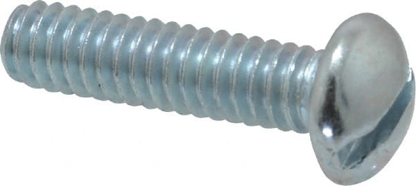 Value Collection - 1/4-20 UNC, 1" Length Under Head Slotted Drive Machine Screw - Round Head, Alloy Steel, Zinc-Plated Finish, Without Washer - Exact Tooling