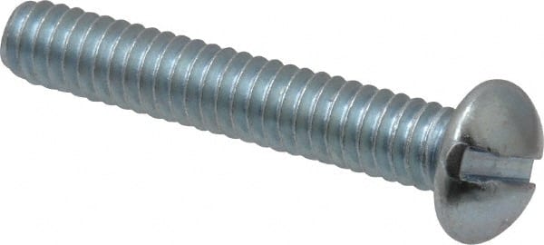 Value Collection - 1/4-20 UNC, 1-1/2" Length Under Head Slotted Drive Machine Screw - Round Head, Alloy Steel, Zinc-Plated Finish, Without Washer - Exact Tooling