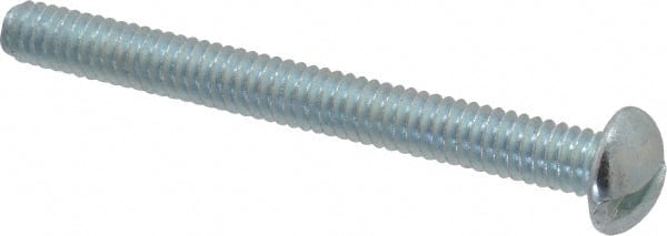 Value Collection - 1/4-20 UNC, 2-1/2" Length Under Head Slotted Drive Machine Screw - Round Head, Alloy Steel, Zinc-Plated Finish, Without Washer - Exact Tooling