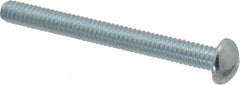 Value Collection - 1/4-20 UNC, 2-1/2" Length Under Head Slotted Drive Machine Screw - Round Head, Alloy Steel, Zinc-Plated Finish, Without Washer - Exact Tooling