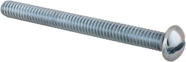 Value Collection - 1/4-20 UNC, 2-3/4" Length Under Head Slotted Drive Machine Screw - Round Head, Alloy Steel, Zinc-Plated Finish, Without Washer - Exact Tooling