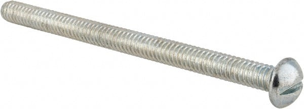 Value Collection - 1/4-20 UNC, 3-1/2" Length Under Head Slotted Drive Machine Screw - Round Head, Alloy Steel, Zinc-Plated Finish, Without Washer - Exact Tooling