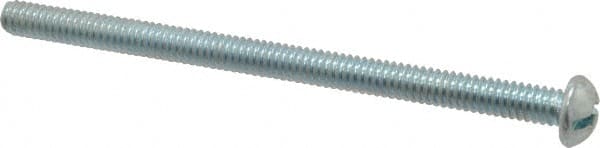 Value Collection - 1/4-20 UNC, 4" Length Under Head Slotted Drive Machine Screw - Round Head, Alloy Steel, Zinc-Plated Finish, Without Washer - Exact Tooling