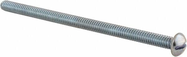 Value Collection - 1/4-20 UNC, 4-1/2" Length Under Head Slotted Drive Machine Screw - Round Head, Alloy Steel, Zinc-Plated Finish, Without Washer - Exact Tooling