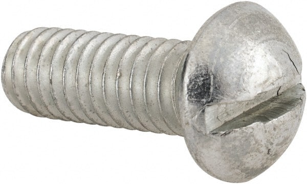 Value Collection - 5/16-18 UNC, 7/8" Length Under Head Slotted Drive Machine Screw - Round Head, Alloy Steel, Zinc-Plated Finish, Without Washer - Exact Tooling