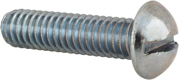 Value Collection - 5/16-18 UNC, 1-1/4" Length Under Head Slotted Drive Machine Screw - Round Head, Alloy Steel, Zinc-Plated Finish, Without Washer - Exact Tooling