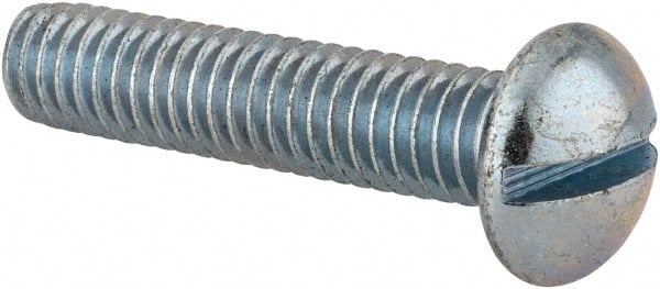 Value Collection - 5/16-18 UNC, 1-1/2" Length Under Head Slotted Drive Machine Screw - Round Head, Alloy Steel, Zinc-Plated Finish, Without Washer - Exact Tooling