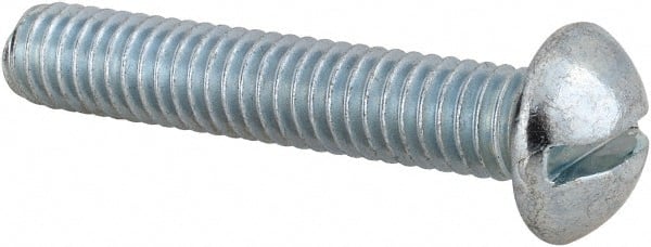 Value Collection - 5/16-18 UNC, 1-3/4" Length Under Head Slotted Drive Machine Screw - Round Head, Alloy Steel, Zinc-Plated Finish, Without Washer - Exact Tooling