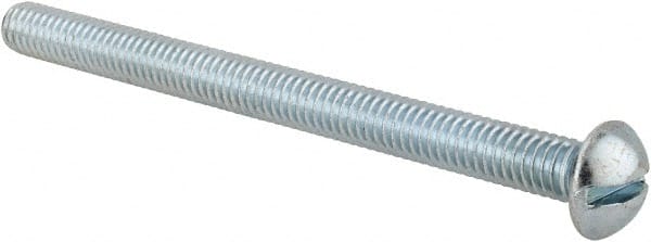 Value Collection - 5/16-18 UNC, 4" Length Under Head Slotted Drive Machine Screw - Round Head, Alloy Steel, Zinc-Plated Finish, Without Washer - Exact Tooling