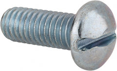 Value Collection - 3/8-16 UNC, 1" Length Under Head Slotted Drive Machine Screw - Round Head, Alloy Steel, Zinc-Plated Finish, Without Washer - Exact Tooling