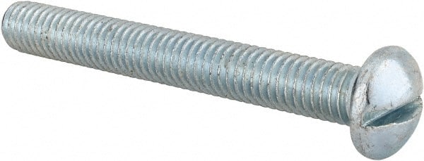 Value Collection - 3/8-16 UNC, 3" Length Under Head Slotted Drive Machine Screw - Round Head, Alloy Steel, Zinc-Plated Finish, Without Washer - Exact Tooling