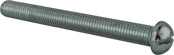 Value Collection - 1/2-13 UNC, 5" Length Under Head Slotted Drive Machine Screw - Round Head, Alloy Steel, Zinc-Plated Finish, Without Washer - Exact Tooling