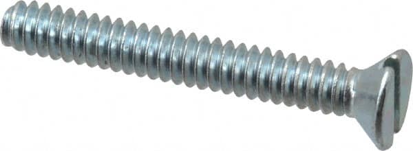 Value Collection - #6-32 UNC, 1" OAL Slotted Drive Machine Screw - Flat Head, Grade 2 Steel, Zinc-Plated Finish, Without Washer - Exact Tooling