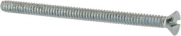 Value Collection - #6-32 UNC, 2" OAL Slotted Drive Machine Screw - Flat Head, Grade 2 Steel, Zinc-Plated Finish, Without Washer - Exact Tooling