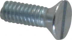 Value Collection - #8-32 UNC, 1/2" OAL Slotted Drive Machine Screw - Flat Head, Grade 2 Steel, Zinc-Plated Finish, Without Washer - Exact Tooling