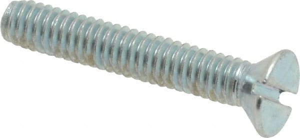 Value Collection - #8-32 UNC, 1" OAL Slotted Drive Machine Screw - Flat Head, Grade 2 Steel, Zinc-Plated Finish, Without Washer - Exact Tooling