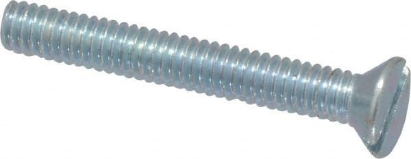 Value Collection - #8-32 UNC, 1-1/4" OAL Slotted Drive Machine Screw - Flat Head, Grade 2 Steel, Zinc-Plated Finish, Without Washer - Exact Tooling