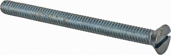Value Collection - #8-32 UNC, 2" OAL Slotted Drive Machine Screw - Flat Head, Grade 2 Steel, Zinc-Plated Finish, Without Washer - Exact Tooling