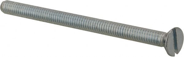 Value Collection - #8-32 UNC, 2-1/2" OAL Slotted Drive Machine Screw - Flat Head, Grade 2 Steel, Zinc-Plated Finish, Without Washer - Exact Tooling