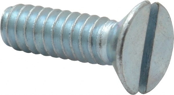 Value Collection - #10-24 UNC, 5/8" OAL Slotted Drive Machine Screw - Flat Head, Grade 2 Steel, Zinc-Plated Finish, Without Washer - Exact Tooling