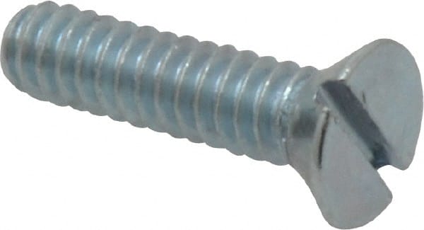 Value Collection - #10-24 UNC, 3/4" OAL Slotted Drive Machine Screw - Flat Head, Grade 2 Steel, Zinc-Plated Finish, Without Washer - Exact Tooling