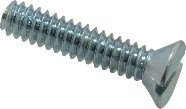 Value Collection - #10-24 UNC, 7/8" OAL Slotted Drive Machine Screw - Flat Head, Grade 2 Steel, Zinc-Plated Finish, Without Washer - Exact Tooling