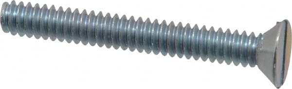 Value Collection - #10-24 UNC, 1-1/2" OAL Slotted Drive Machine Screw - Flat Head, Grade 2 Steel, Zinc-Plated Finish, Without Washer - Exact Tooling
