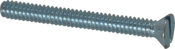 Value Collection - #10-24 UNC, 1-3/4" OAL Slotted Drive Machine Screw - Flat Head, Grade 2 Steel, Zinc-Plated Finish, Without Washer - Exact Tooling